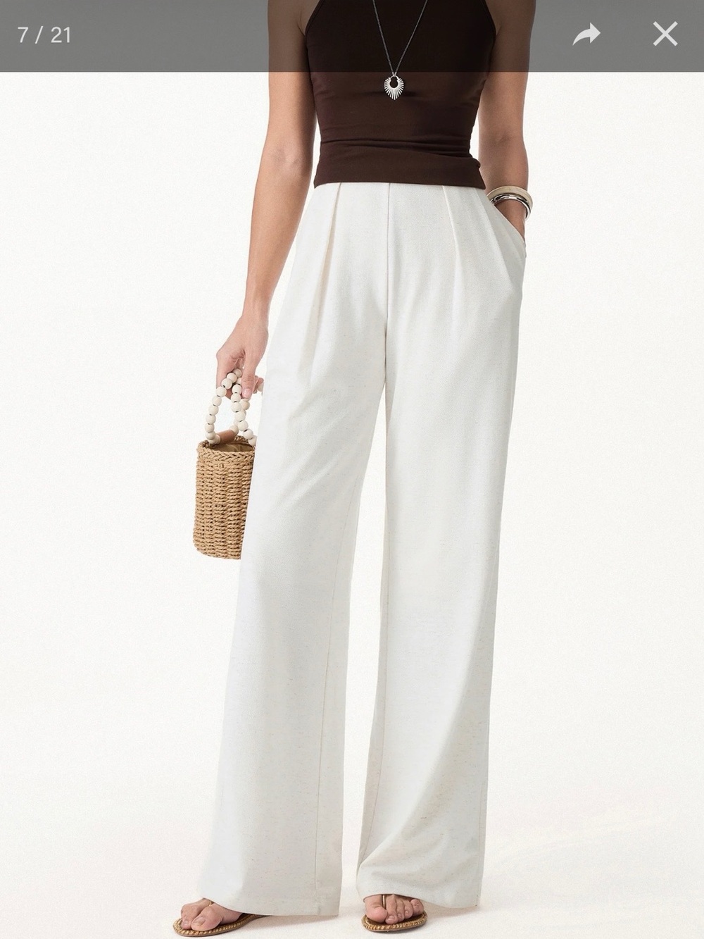OGL Airy Stretch Linen Wide Flare Pant with Pockets-NWT